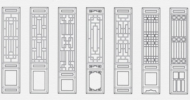 龙华常用中式仿古花窗图案隔断设计图