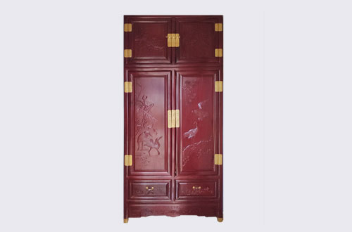 龙华高端中式家居装修深红色纯实木衣柜