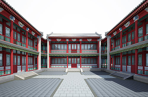 龙华北京四合院设计古建筑鸟瞰图展示